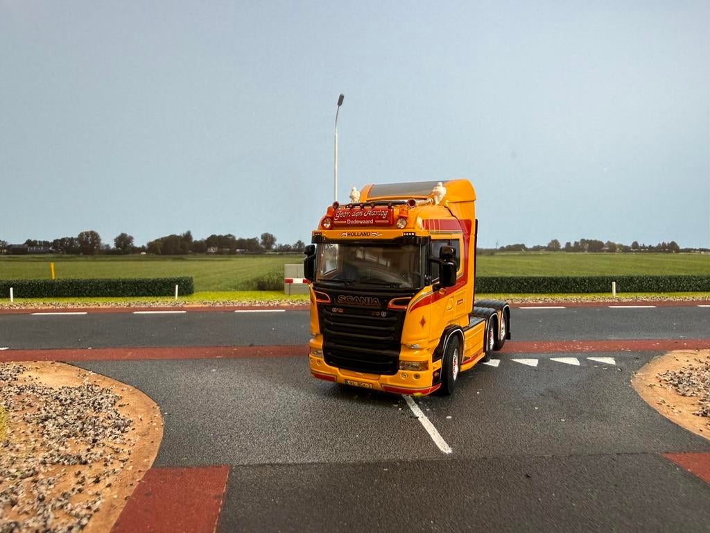 WSI Scania R Streamline Highline 6x2 trekker Gebr Den Hartog, Hobby en Vrije tijd, Modelauto's | 1:50, Ophalen of Verzenden, Zo goed als nieuw