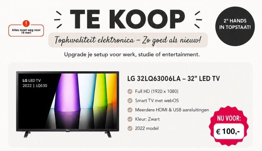 LG 32LQ63006LA - 32" Full HD Smart LED TV (2022 model), Ophalen, LED, 80 tot 100 cm, Zo goed als nieuw