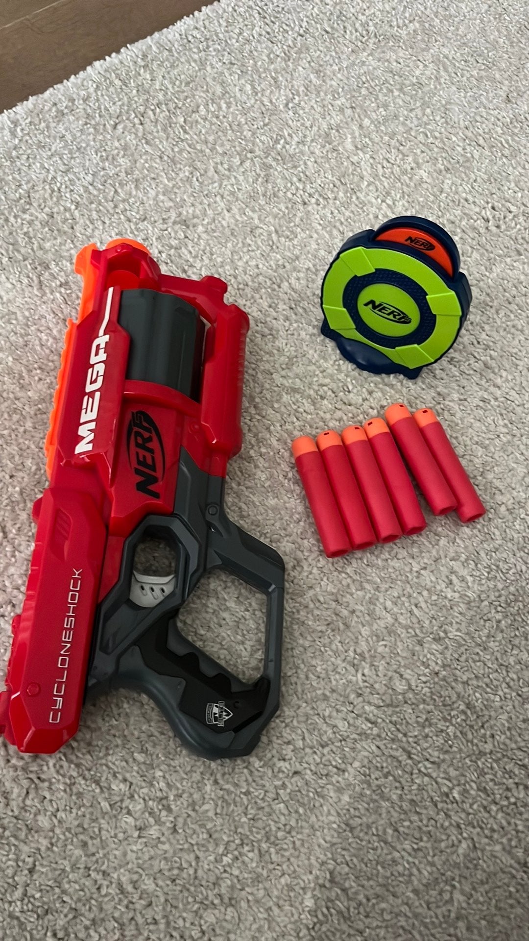 Nerf mega cycloshock met pijltjes en target, Ophalen, Zo goed als nieuw, Jongen of Meisje