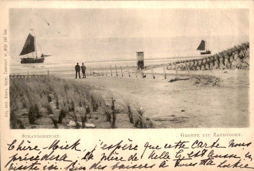Zandvoort - Groete uit - Strandgezicht, Ophalen of Verzenden, Voor 1920, Gelopen, Noord-Holland