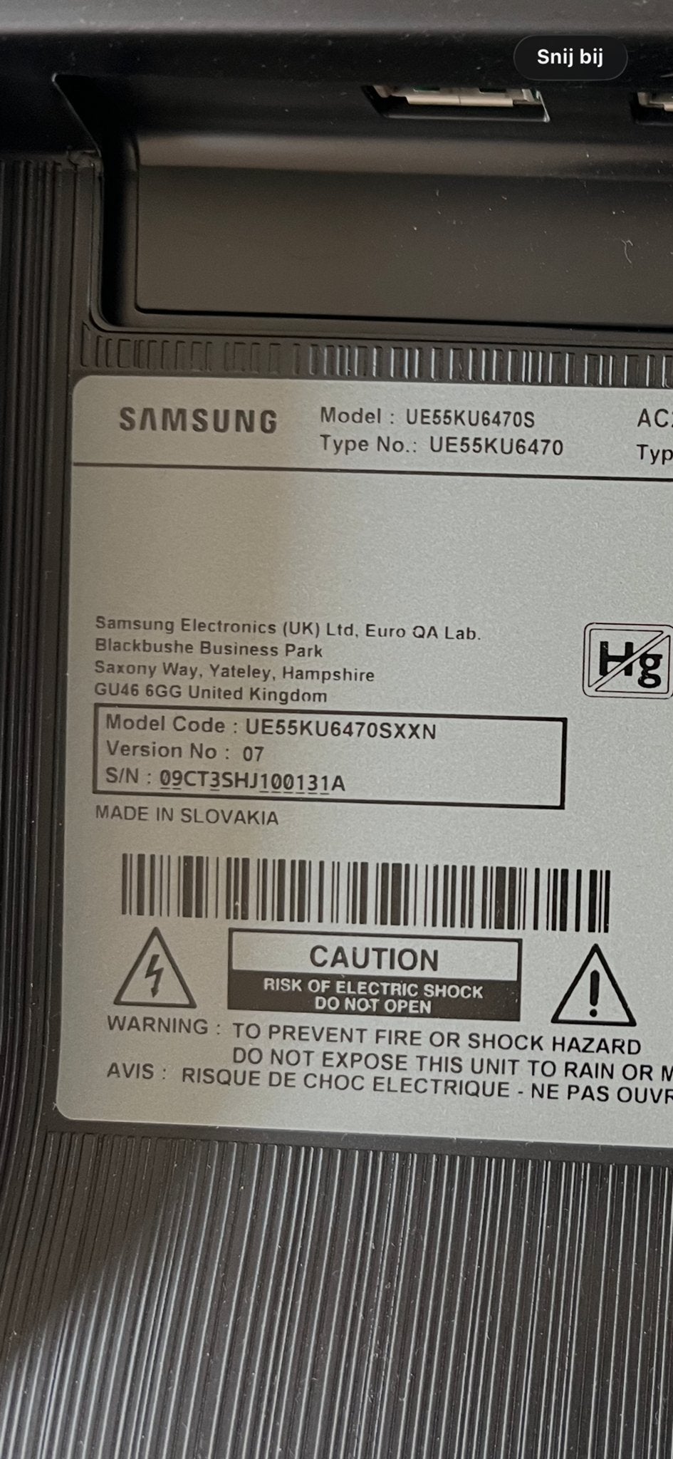 Samsung UE55KU6470S Mainboard / Moederbord – BN94-11057E, Ophalen, LED, 50 Hz, Samsung