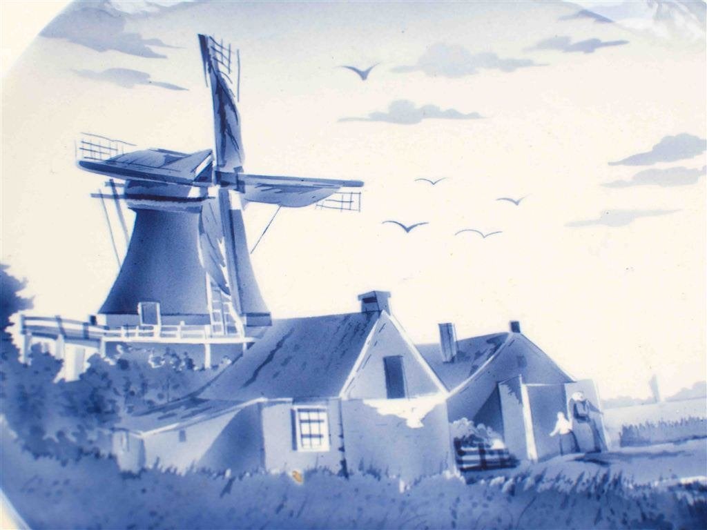Porseleinen Wandbord met prent van een molen 38643, Ophalen of Verzenden, Gebruikt