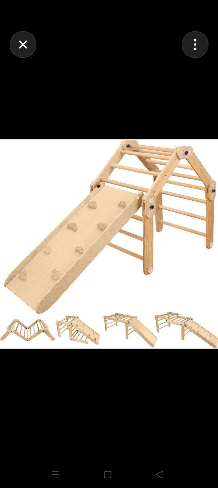 Houten Klimrek met Glijbaan en Klimwand - Lapdanas, Ophalen of Verzenden, Gebruikt, Klimwand
