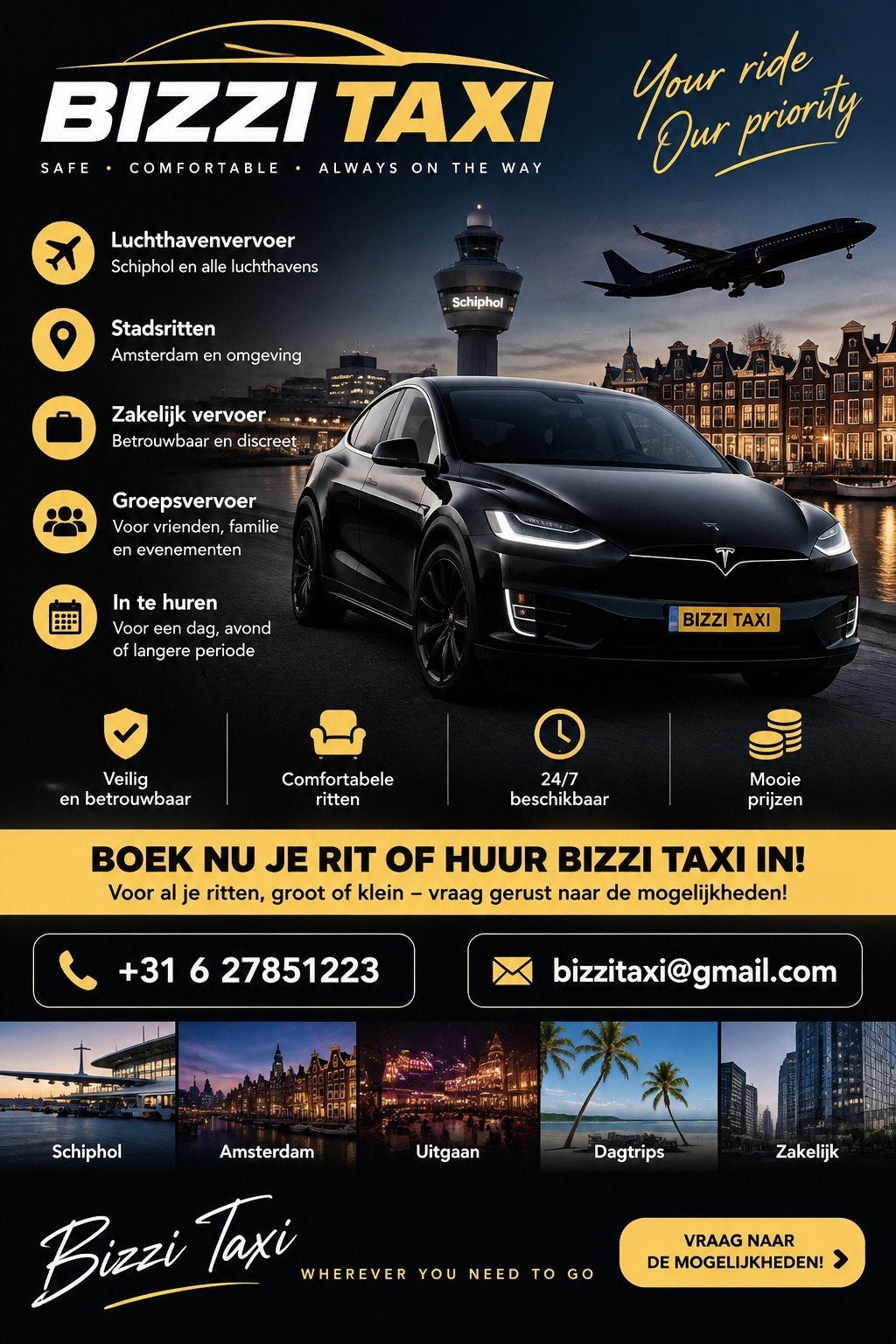 Taxi nodig? Bizzi Taxi | Scherpe prijzen | 24/7 beschikba, Chauffeursdiensten