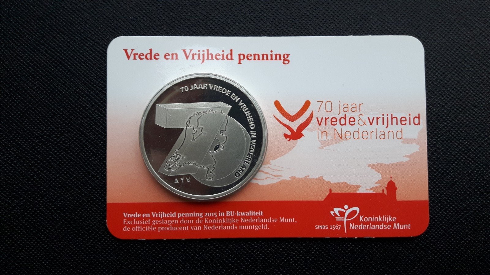 Vrede en Vrijheid Penning 2015 in coincard, Ophalen of Verzenden, Overige waardes