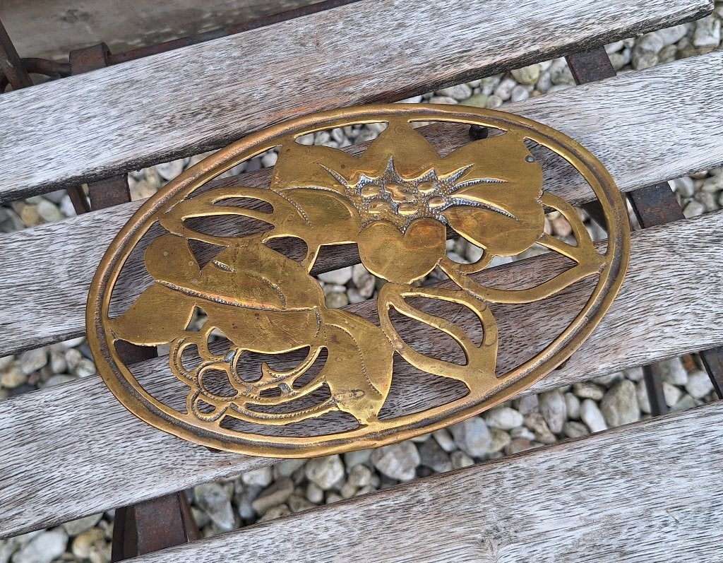 Prachtige vintage messing onderzetter., Ophalen of Verzenden