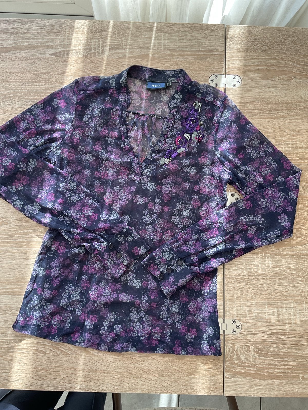Mexx Blouse met bloemenprint en borduursel, Ophalen of Verzenden, Gedragen, Maat 36 (S), Paars