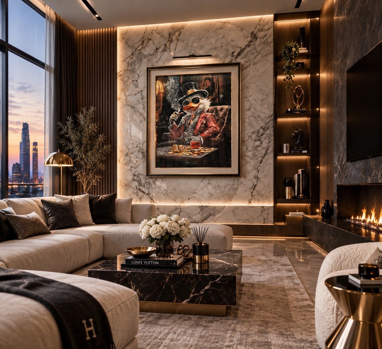 Handgeschilderd luxe schilderij 'Uncle Scrooge' prada chanel, Ophalen of Verzenden, Nieuw, Schilderij, Oorspronkelijke maker