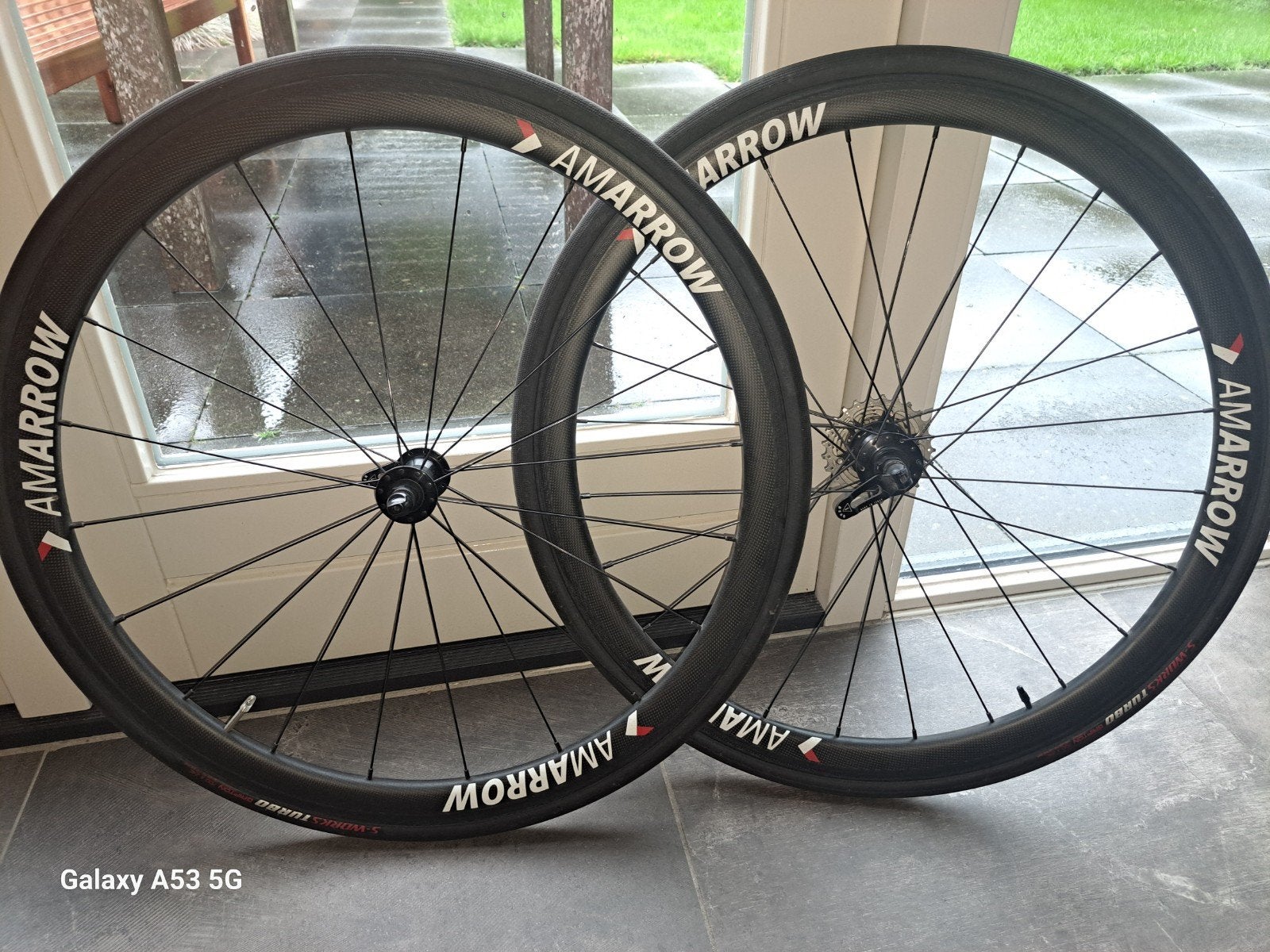 Carbon wielset 40mm met Miche naven voor velgremmen, Gebruikt, Amarow, Racefiets, Carbon
