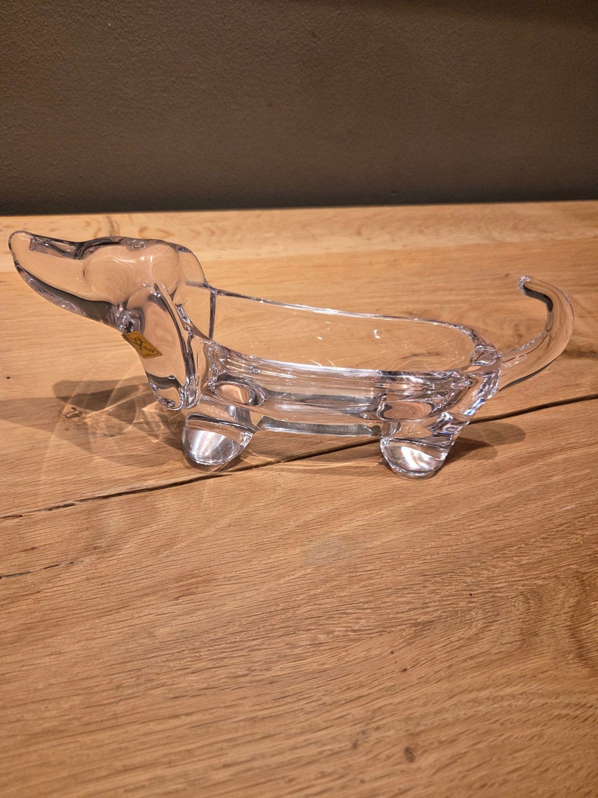 Glazen Teckel Schaal - Decoratieve Hondenschaal, Ophalen, Zo goed als nieuw, Modern, Wit