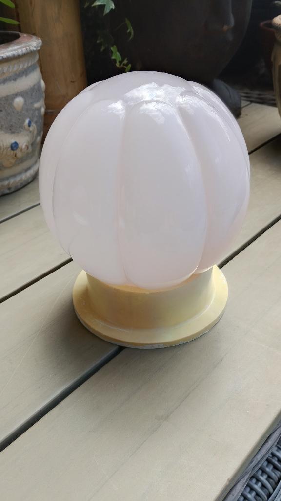 Vintage roze Thabur Art Deco plafondlamp melkglas jaren 30, Antiek en Kunst, Ophalen of Verzenden