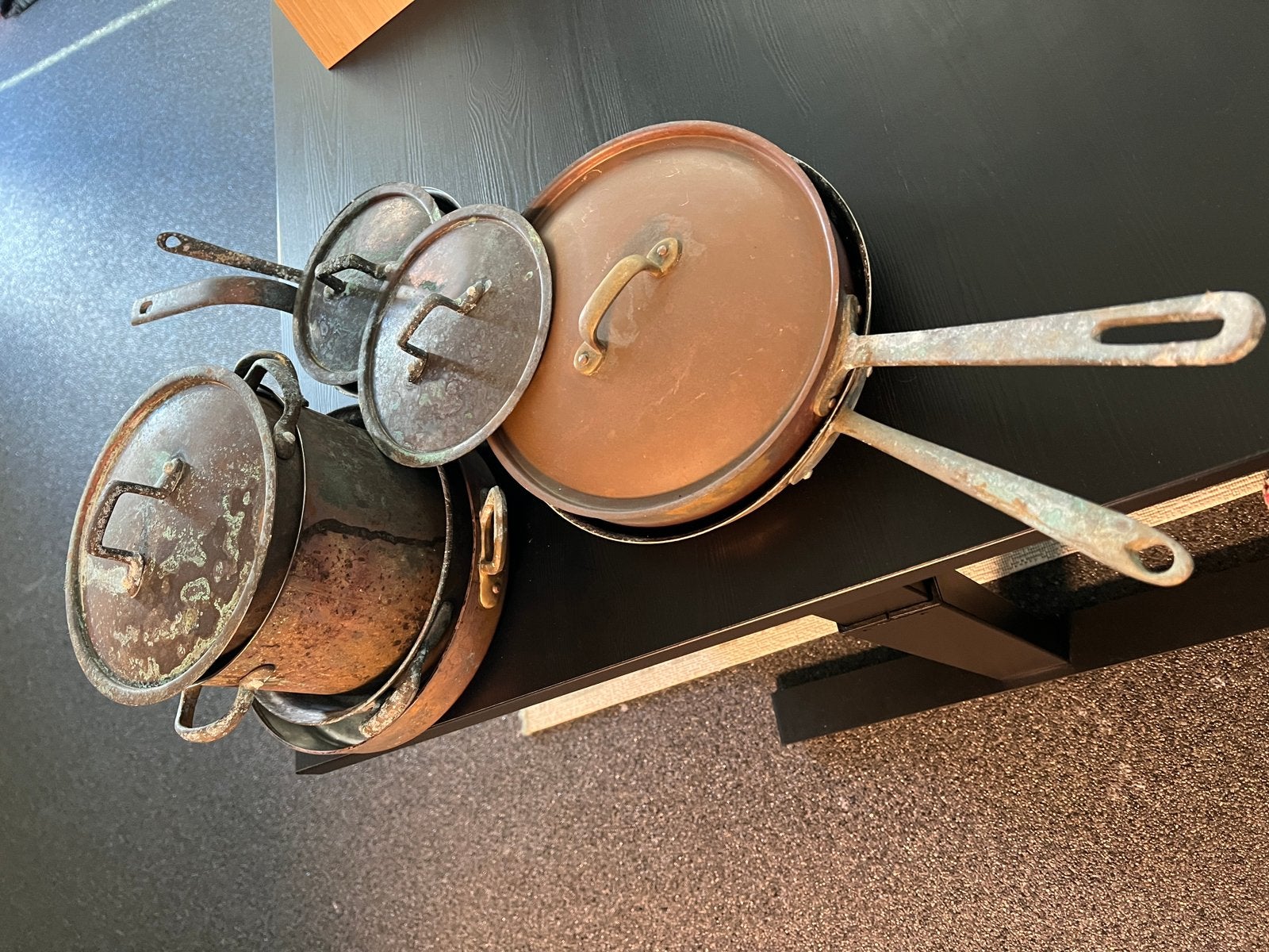 Koperen pannenset, Ophalen, Zo goed als nieuw, Overige materialen, Pannenset