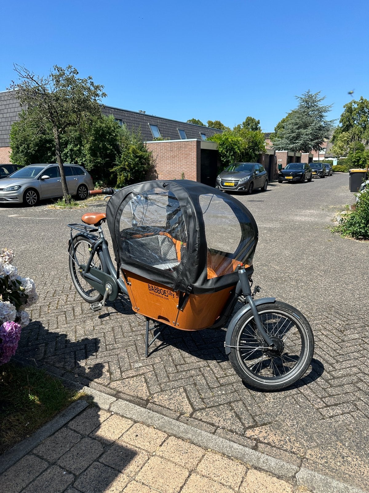 Babboe City bakfiets omgebouwd naar elektrisch model, Fietsen en Brommers, Fietsen | Bakfietsen, 4 kinderen of meer, Gebruikt