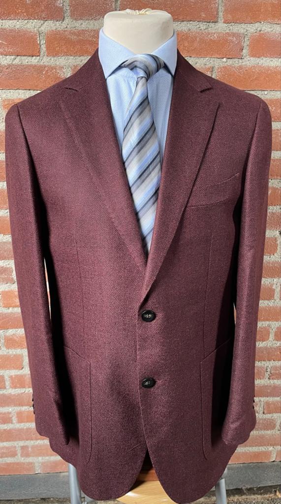 ZGAN Suitsupply bordeau jasje Havana Patch Wol/ Linnen Mt 50, Kleding | Heren, Kostuums en Colberts, Ophalen of Verzenden, Zo goed als nieuw