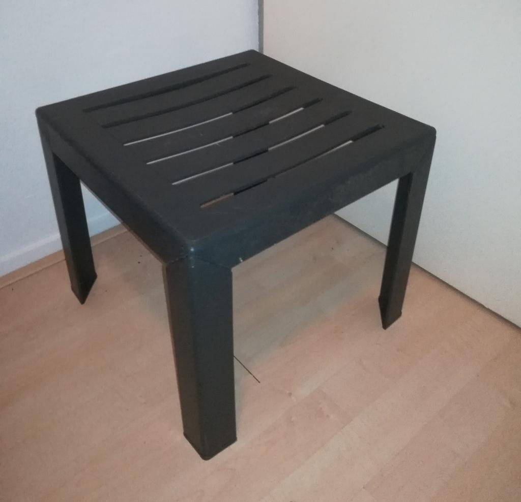 Tafeltje krukje antraciet grijs plastic tuin terras balkon, Tuin en Terras, Tuintafels, Ophalen of Verzenden, Rechthoekig, Plastic