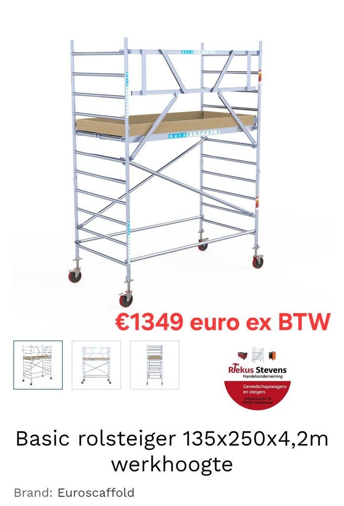 Rolsteigers verschillende Werkhoogtes euroscaffold, Ophalen, Rolsteiger of Kamersteiger, 5 meter of hoger