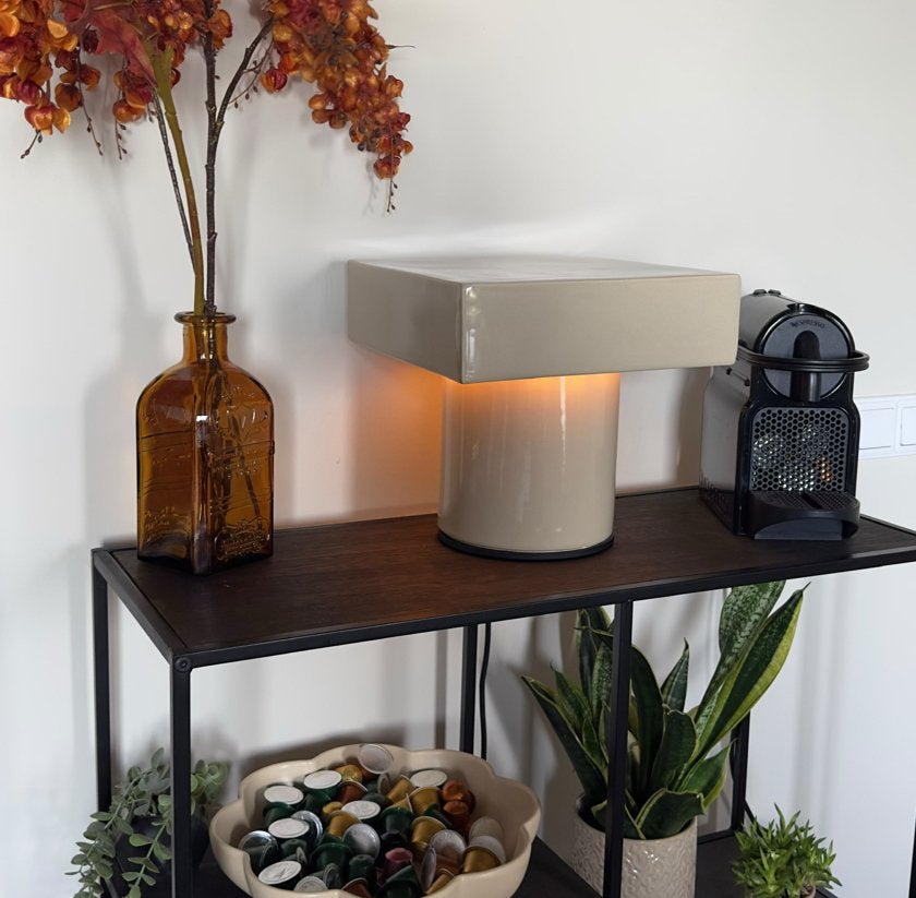 Studio HENK design Tafellamp Beige Keramiek, Overige merken, Keramiek, Modern, Handgemaakt