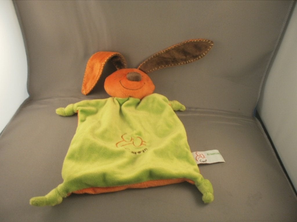 careyn kraamzorg konijn doekje groen/oranje bruin velours, Overige merken, Konijn, Ophalen of Verzenden, Zo goed als nieuw