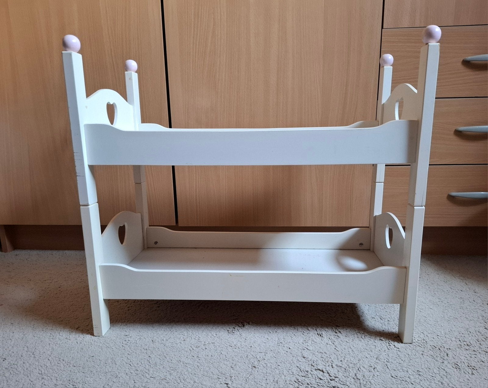 Wit poppenbedje - stapelbed voor poppen, Ophalen, Gebruikt, Overige typen