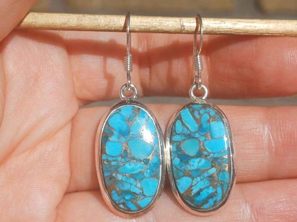 Vanoli 925 zilveren oorbellen met koper turquoise, Sieraden, Tassen en Uiterlijk, Oorbellen, Daiva1973@hotmail.com, Hangers, Vanoli