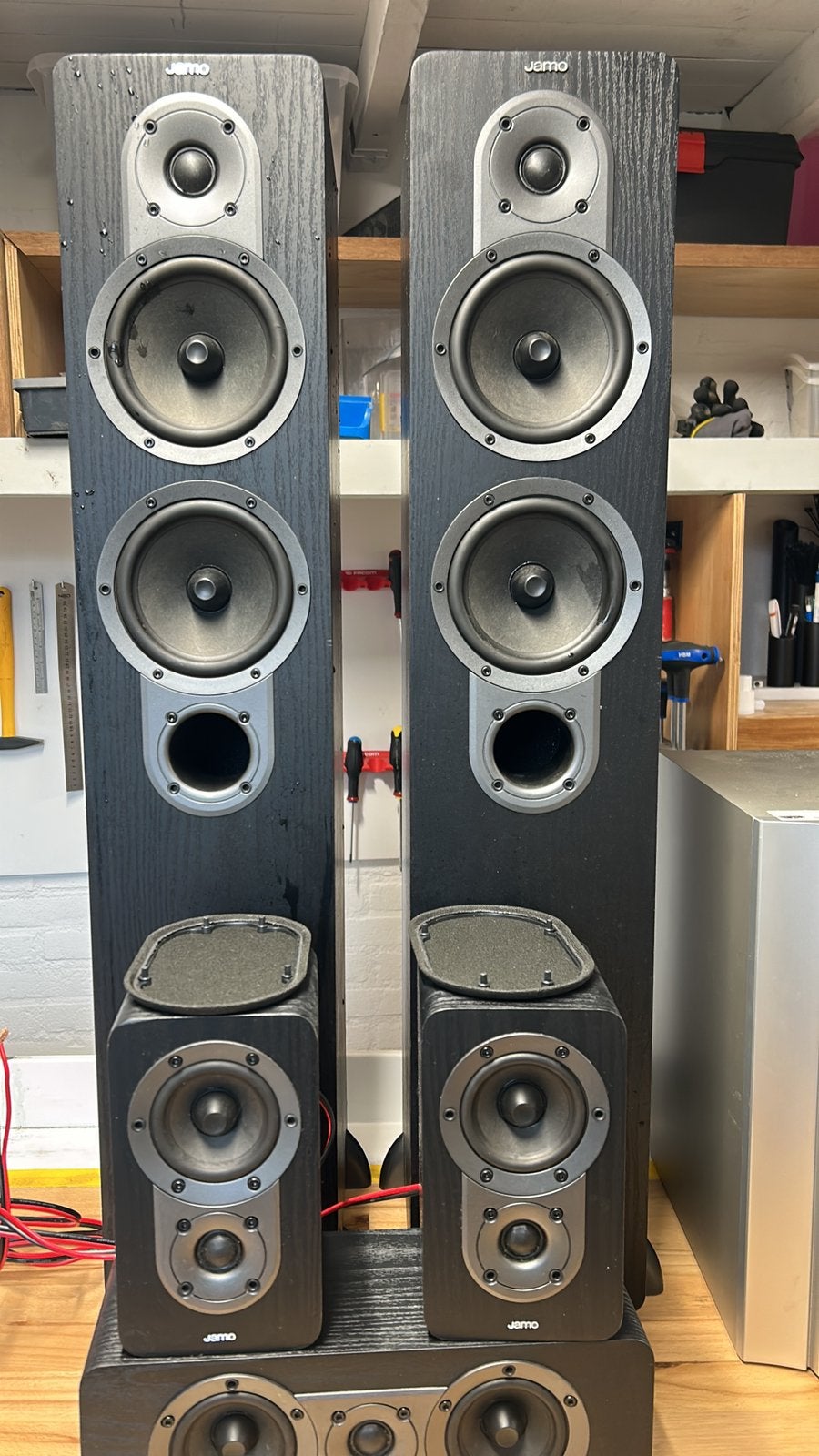 JAMO S 426 speakerset ! JVC Woofer GRATIS ! Goed geluid! Inc, Ophalen, Zo goed als nieuw, 60 tot 120 watt, JVC