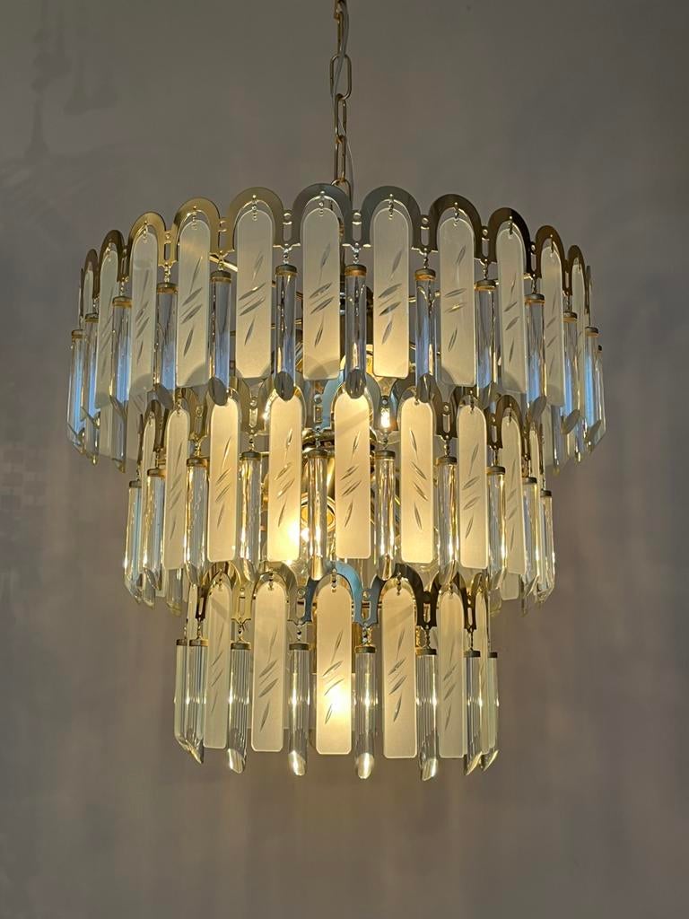 Xl facel geslepel plaatjes kroonluchter italiaans design, Huis en Inrichting, Lampen | Kroonluchters, Zo goed als nieuw, Ophalen of Verzenden