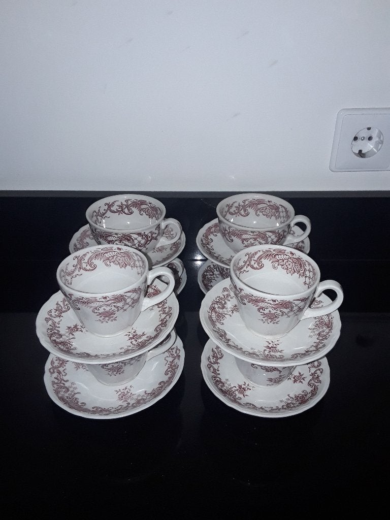 8 Villeroy en boch Valeria rood kop en schotels, Verzenden, Villeroy & Boch, Zo goed als nieuw, Overige stijlen