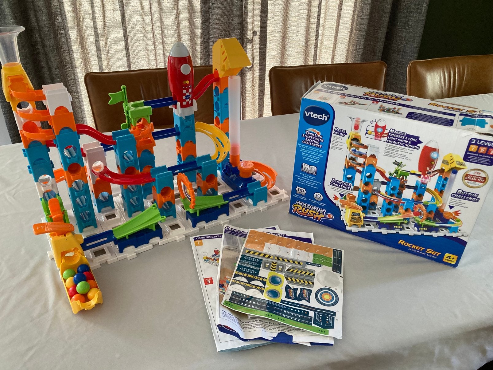 Vtech marble rush rocket set electronic M100e ‘knikkerbaan’, Ophalen of Verzenden, Zo goed als nieuw, 4 tot 6 jaar