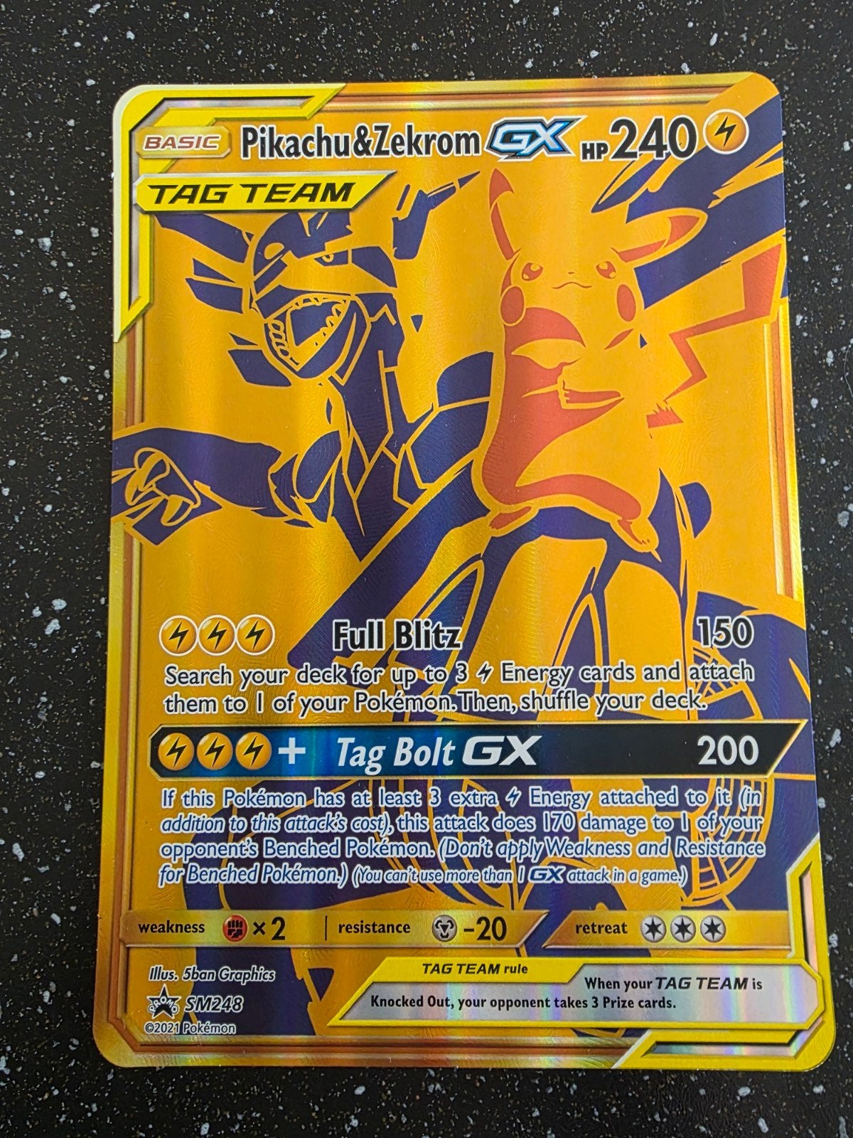 Pikachu & Zekrom GX SM248 Full Art Promo Pokémon Kaart, Ophalen of Verzenden, Zo goed als nieuw, Losse kaart, Foil