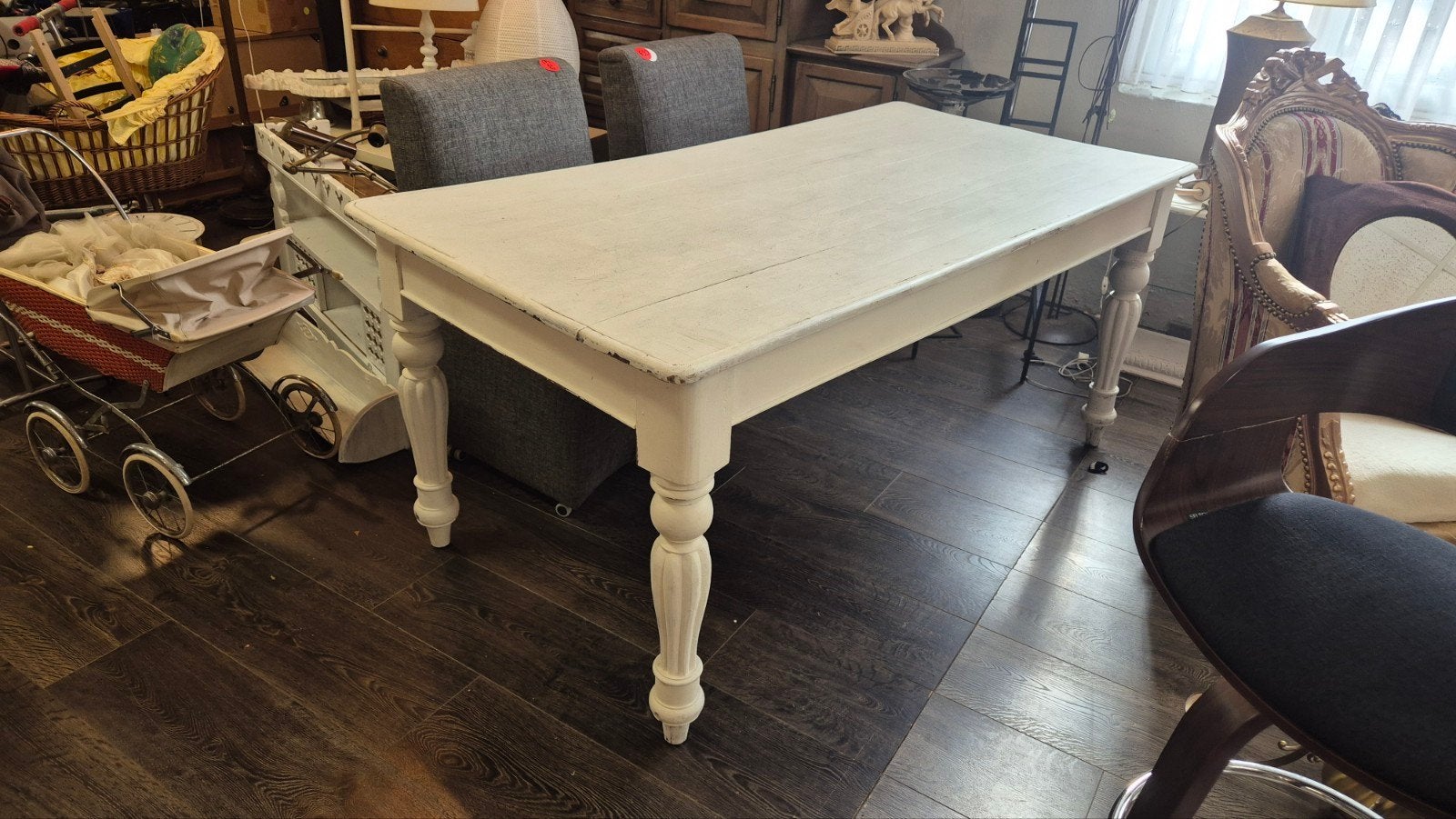Vintage Witte Eettafel - Landelijke Stijl, Ophalen