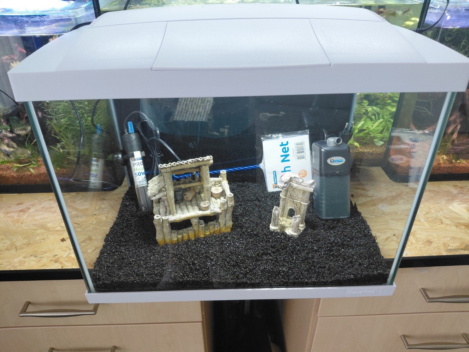 Superfish start 50 wit, Dieren en Toebehoren, Vissen | Aquaria en Toebehoren, Zo goed als nieuw, Gevuld zoetwateraquarium, Inclusief toebehoren