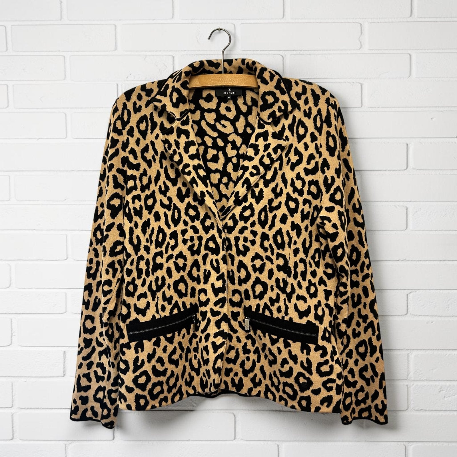 Nieuw: Monari Sweater Blazer Maat 40 Bruin Zwart Panterprint, Maat 38/40 (M), Bruin, Verzenden, Nieuw