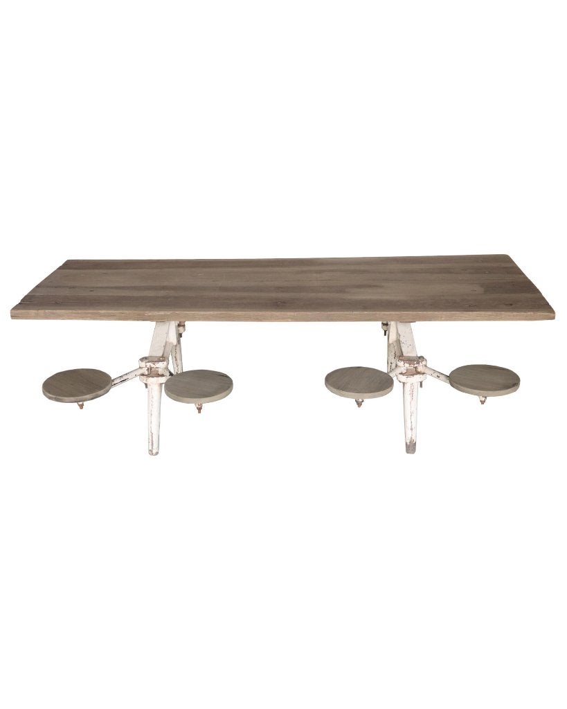 Industriële picknicktafel met metalen frame en houten blad, Ophalen of Verzenden, Zo goed als nieuw, Inklapbaar, Rechthoekig