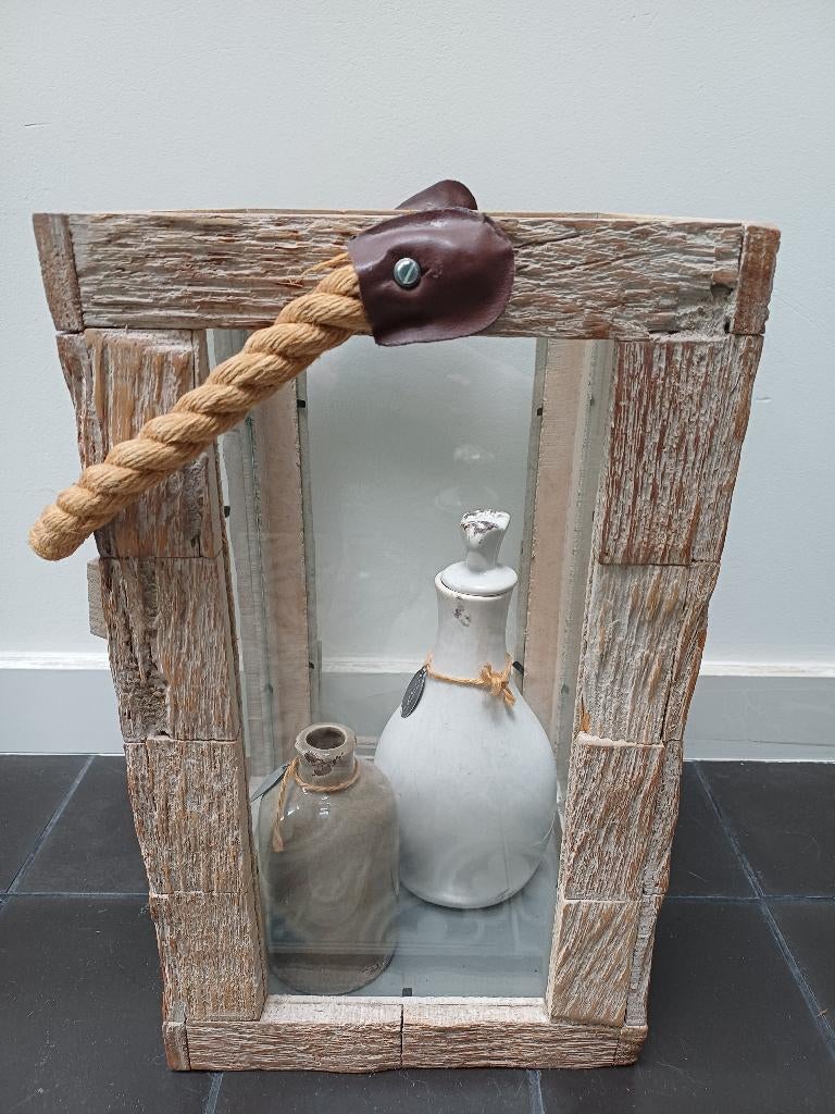 Prachtige, robuuste Rivièra Maison windlichten: 17,50 p/stuk, 25 tot 50 cm, Ophalen of Verzenden, Zo goed als nieuw, Bruin