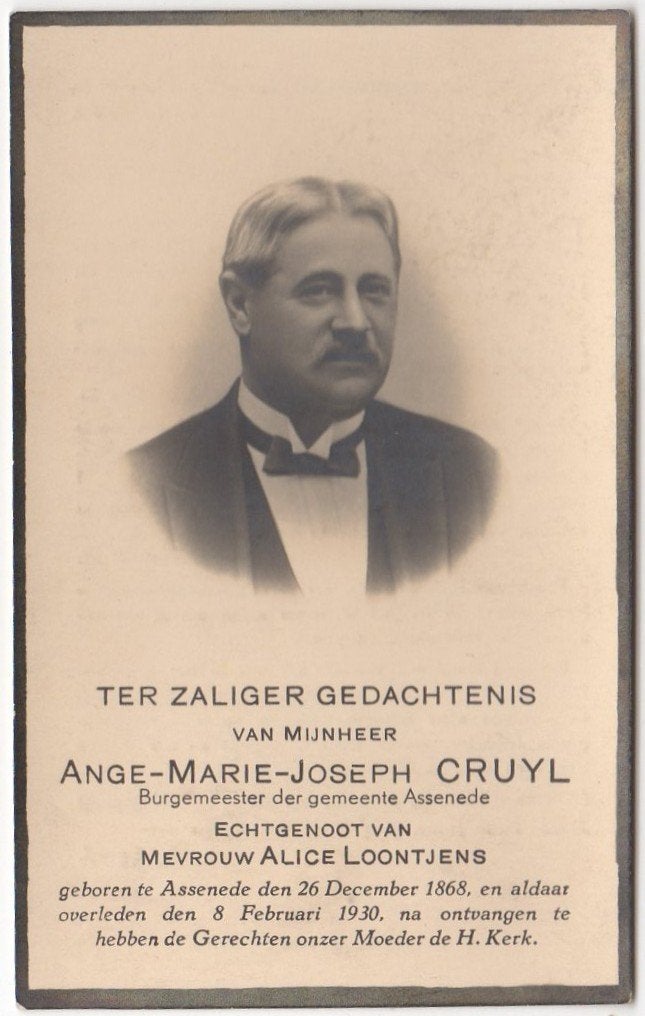 Ange-Marie Cruyl 1868 Assenede + 1930 Assenede, 61 jaar oud, Verzenden