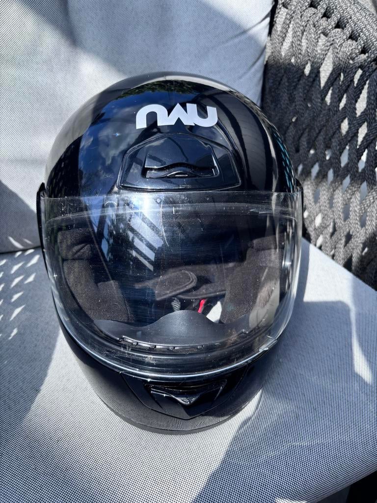 Zwarte NAU Classica Integraalhelm - Maat L, Motoren, Overige merken, Ophalen of Verzenden, Integraalhelm, L
