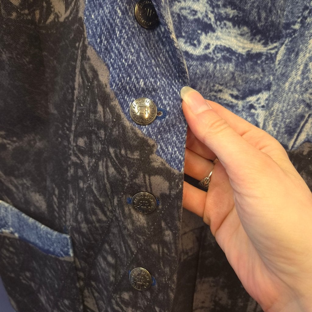 Renzo Sport bijzondere blazer maat 38 – denim print – 52024, Maat 38/40 (M), Blauw, ., Ophalen of Verzenden