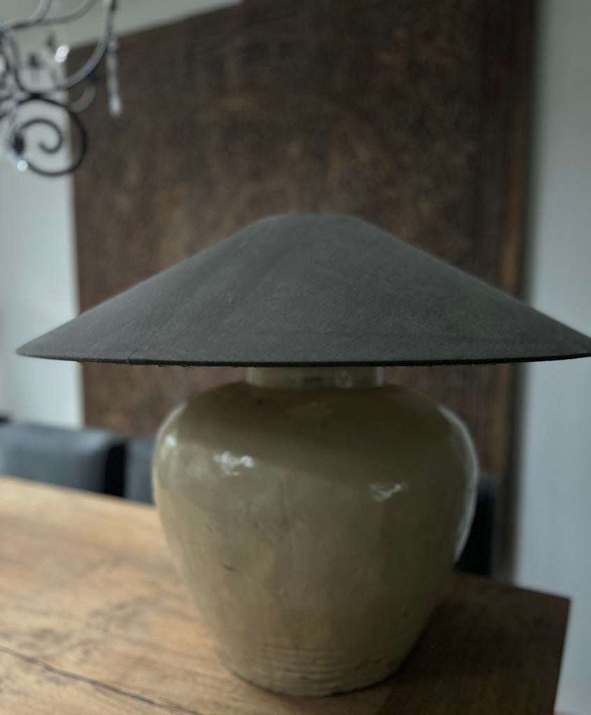 Grote chinese monochrome kruik lamp zonder de kap, Huis en Inrichting, Lampen | Tafellampen, Ophalen