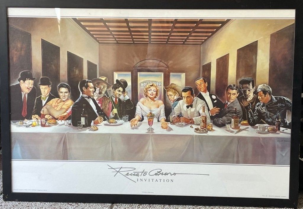 Ingelijste poster "Movie Stars Dinner Party", Ophalen, Gebruikt, Met lijst, Rechthoekig Liggend