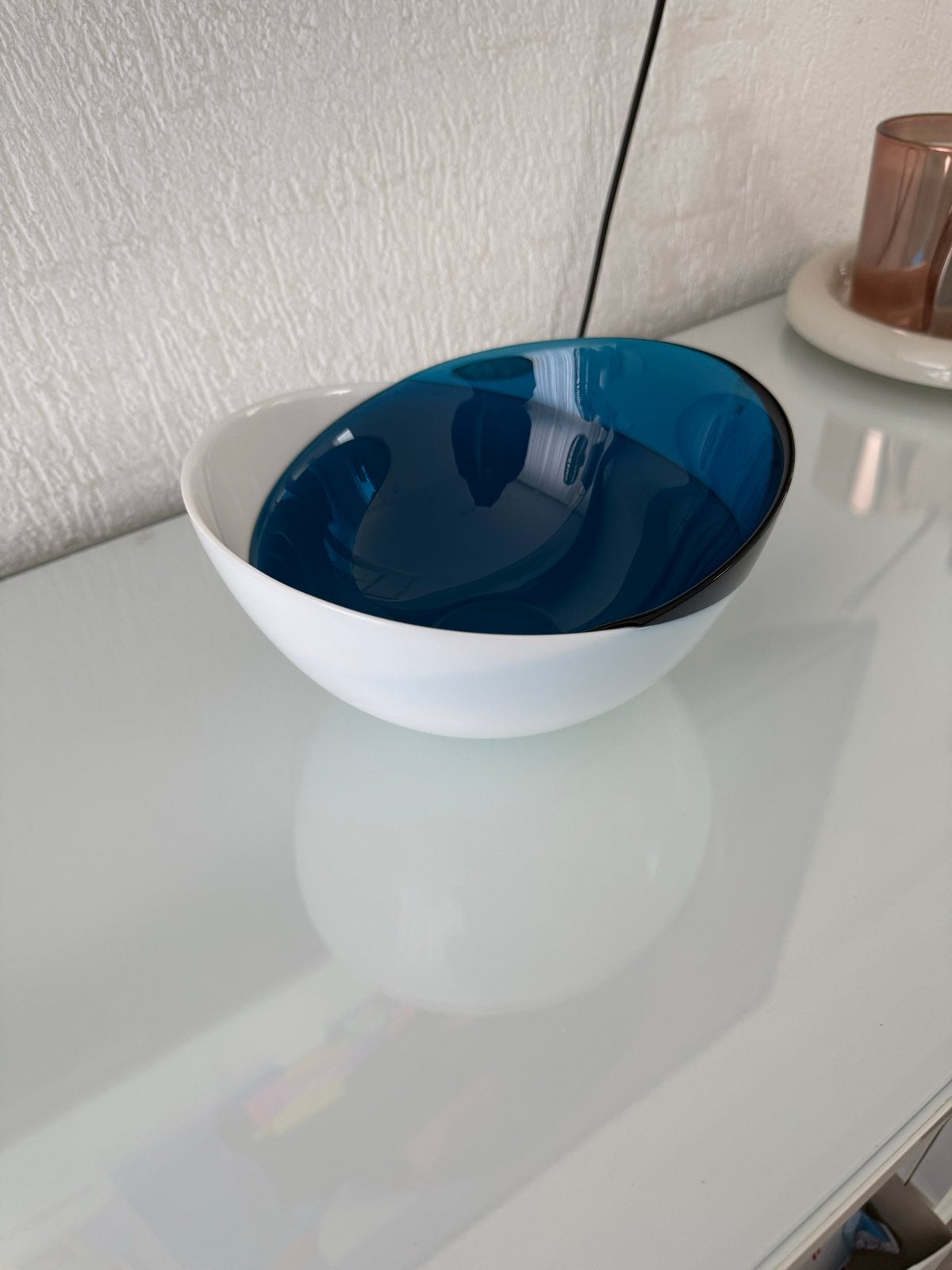 Orrefors Zweden Glazen Schaal - Blauw/Wit Design, Ophalen of Verzenden