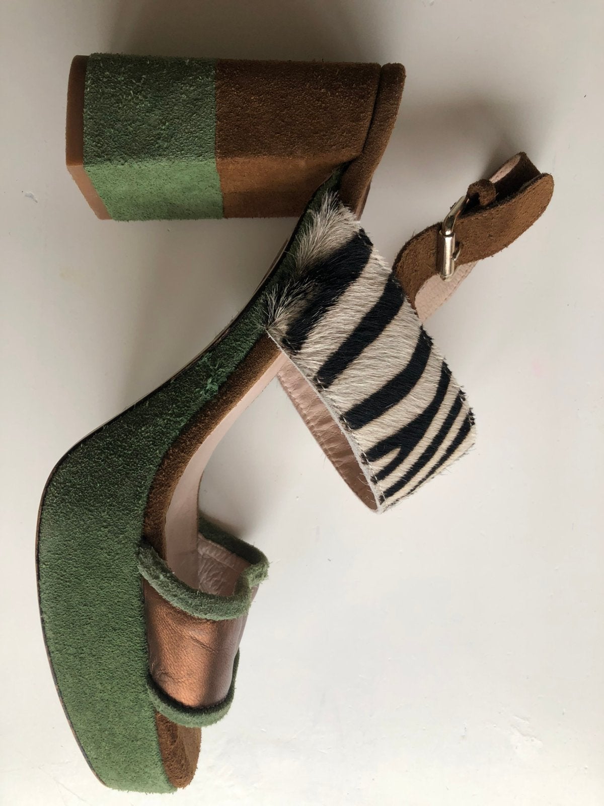 Te koop: leren sandalen, groen, 40, Ophalen of Verzenden, Zo goed als nieuw, Groen, Sandalen of Muiltjes