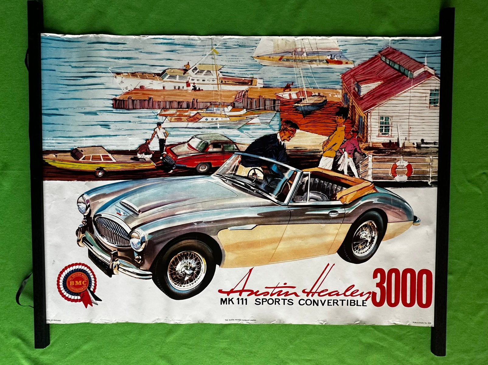 Austin Healy 3000 MK 111 Sports convertible poster XL, Ophalen of Verzenden, Gebruikt, Auto's