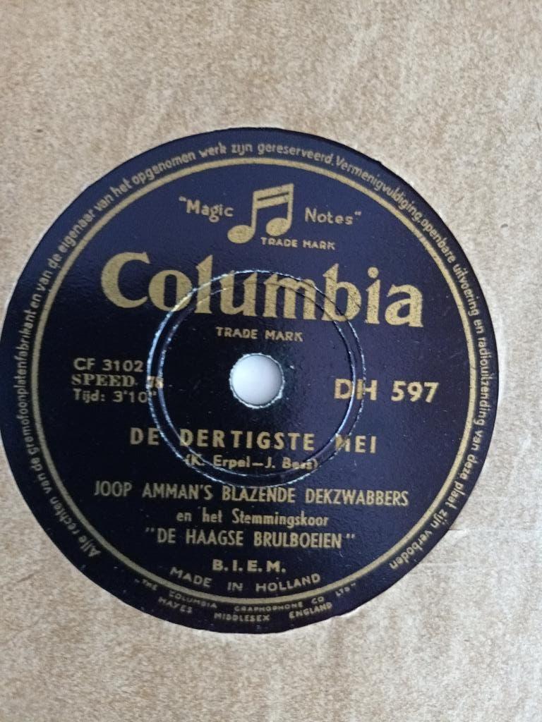 Joop Amman & Haagse Brulboeien - De 30e Mei  (78 Toeren), 10 inch, Voor 1960, Ophalen of Verzenden, Zo goed als nieuw