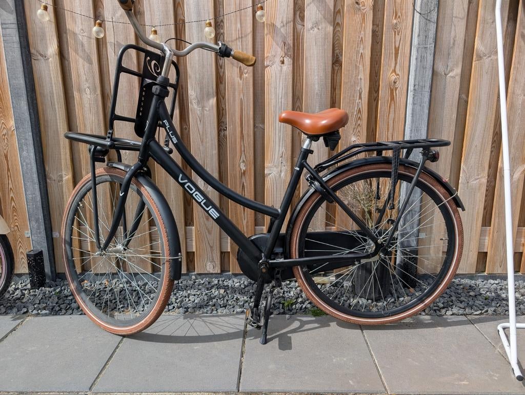 Vogue Plus transportfiets - Zwart met bruine accenten, Gebruikt, Velgrem, Versnellingen, 50 tot 53 cm