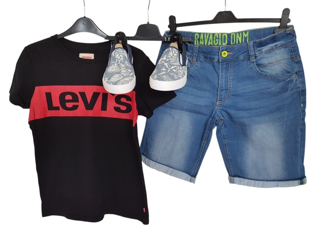 Fijne blauwe RAVAGIO jog denim short maat 176., Broek, Verzenden, Zo goed als nieuw, Jongen
