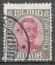 IJSLAND 50 A. zegel Koning Christian X 1920, Postzegels en Munten, Postzegels | Europa | Scandinavië, Verzenden, IJsland, Gestempeld