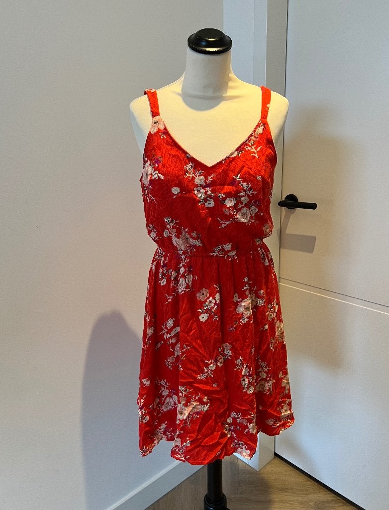 Heel goed rood mouwloze zomer jurk Only XS 34 bloem print, Ophalen of Verzenden, Zo goed als nieuw, Maat 34 (XS) of kleiner, Boven de knie