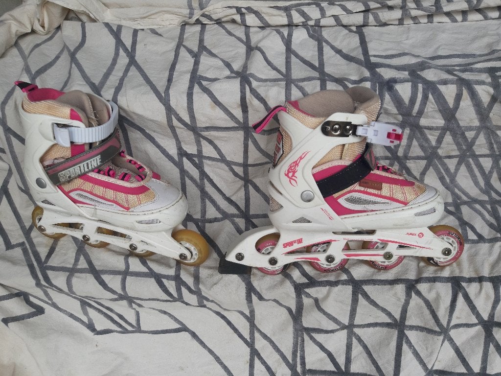 ABEC skeeler, sportline, wit, instelbaar 32-35, Gebruikt, Kinderen, Inline skates 4 wielen, Ophalen