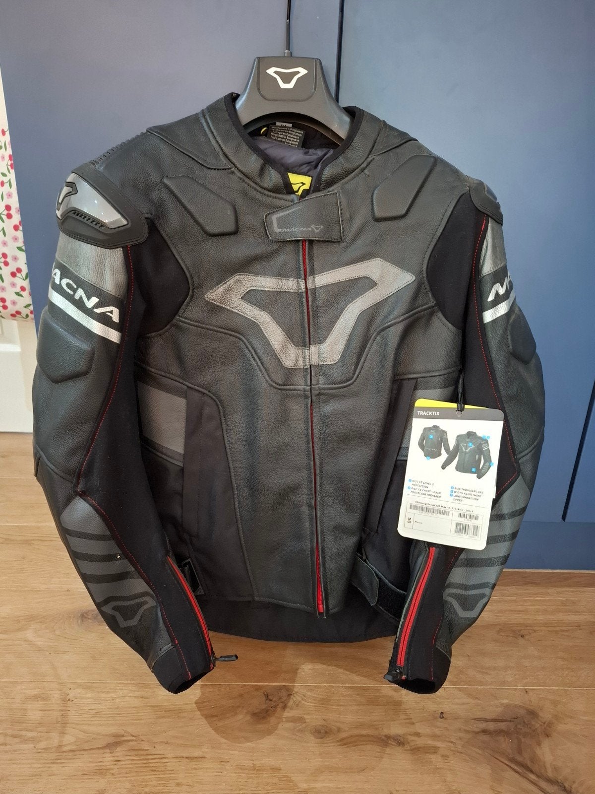 Macna Tracktix Leren Motorjas Zwart - Maat 50 - Nieuw, Motoren, Ophalen of Verzenden, Nieuw met kaartje, Jas | leer