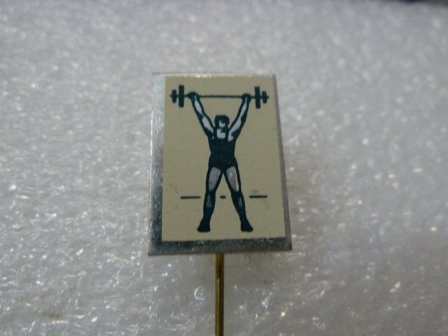 Vintage Speldje Gewichtheffer Sport, Ophalen of Verzenden, Gebruikt, Sport, Speldje of Pin